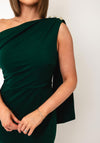The 8th Sign Eleni Drape One Shoulder Midi Dress, Green