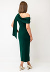 The 8th Sign Eleni Drape One Shoulder Midi Dress, Green