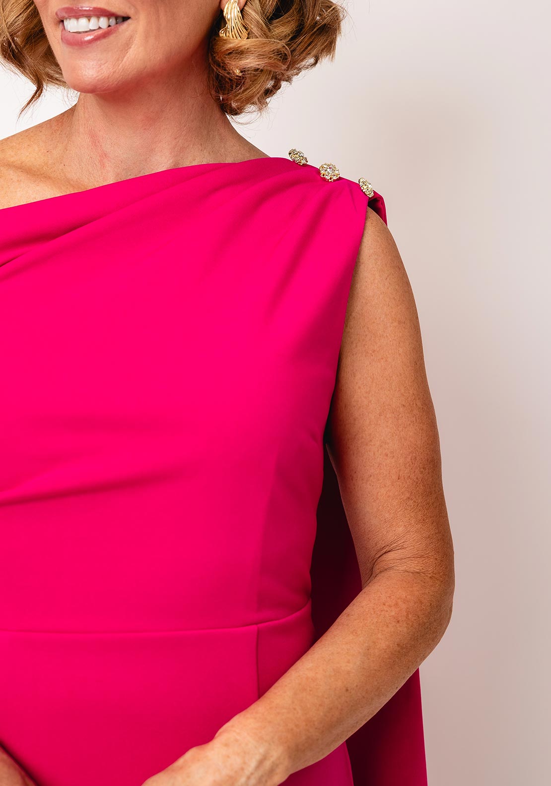 knee length dresses for ladies The 8th Sign Eleni Drape One Shoulder Midi Dress, Pink