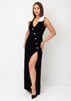 The 8th Sign Joan Bow Shoulder Velvet Maxi Dress, Black