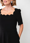 The 8th Sign Scallop Neck Midi Dress, Black