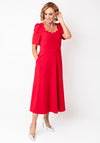 The 8th Sign Scallop Neck Midi Dress, Red