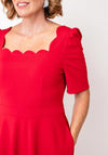 The 8th Sign Scallop Neck Midi Dress, Red