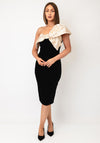 The 8th Sign Raphelite Jacquard Bow Velvet Midi Dress, Black