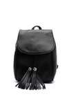 Zen Collection Pebbled Tassel Backpack, Black