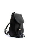 Zen Collection Pebbled Tassel Backpack, Black