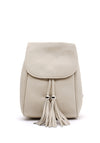 Zen Collection Pebbled Tassel Backpack, Cream