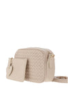 Zen Collection Weaved Crossbody Bag and Pouch, Cream