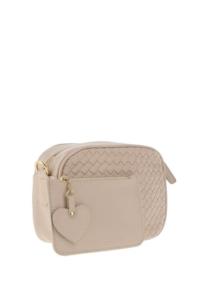 Zen Collection Weaved Crossbody Bag and Pouch, Cream