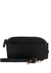 Zen Collection Weaved Crossbody Bag and Pouch, Black