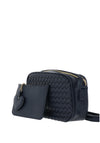 Zen Collection Weaved Crossbody Bag and Pouch, Blue
