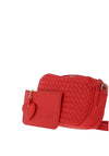 Zen Collection Weaved Crossbody Bag and Pouch, Red