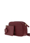 Zen Collection Weaved Crossbody Bag and Pouch, Wine