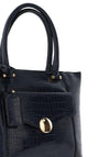 Zen Collection Faux Croc Print Shoulder Bag, Navy Blue