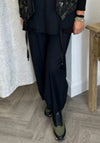 Naya Wide Leg Tuck Hem Trousers, Black