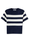 Tiffosi Claudie Striped Short Sleeve Sweater, Navy