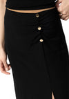 Tiffosi Gal Button Detail Midi Skirt, Black