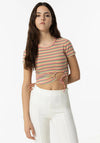 Tiffosi Girls Stripe Short Sleeve Crop Top, Multi
