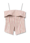 Tiffosi Lola Pinstripe Bandeau Top, Beige and Red