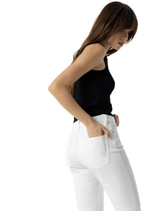 Tiffosi Megan Cropped Flared Jeans, White
