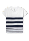 Tiffosi Nautyl Button Detail Striped T Shirt, White and Navy