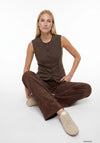 Tiffosi Checked Fitted Top, Brown Multi