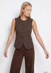 Tiffosi Checked Fitted Top, Brown Multi