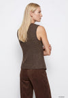 Tiffosi Checked Fitted Top, Brown Multi