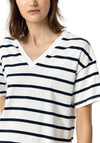 Tiffosi Robie Stripe Printed V Neck T-Shirt, White & Navy