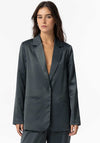 Tiffosi Womens Bezel Satin Blazer, Grey