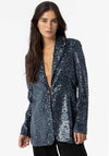 Tiffosi Womens Jola Sequin Velvet Blazer, Blue