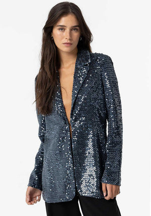 Tiffosi Womens Jola Sequin Velvet Blazer, Blue