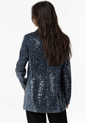 Tiffosi Womens Jola Sequin Velvet Blazer, Blue