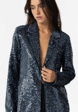 Tiffosi Womens Jola Sequin Velvet Blazer, Blue