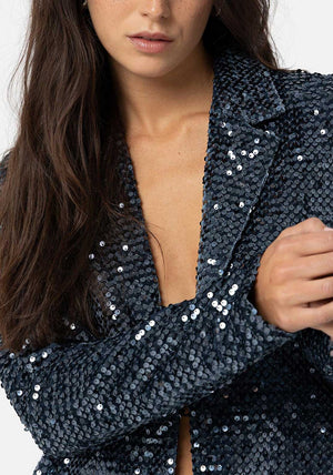 Tiffosi Womens Jola Sequin Velvet Blazer, Blue