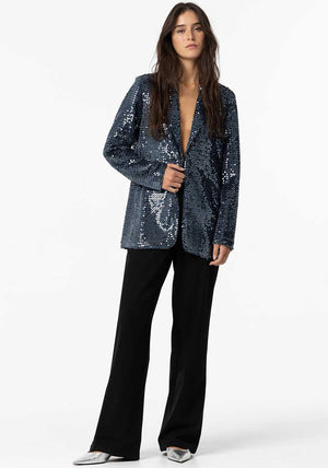 Tiffosi Womens Jola Sequin Velvet Blazer, Blue