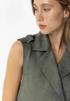 Tiffosi Robe Faux Suede Sleeveless Jacket, Green