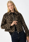 Tiffosi Rizz Leopard Print Cropped Jacket, Brown