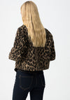 Tiffosi Rizz Leopard Print Cropped Jacket, Brown