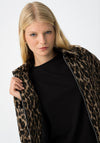 Tiffosi Rizz Leopard Print Cropped Jacket, Brown