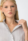 Tiffosi Rixie Striped Frill Neck Shirt, White