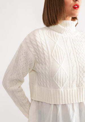 Tiffosi Astrid Polo Neck Knit Jumper, Cream