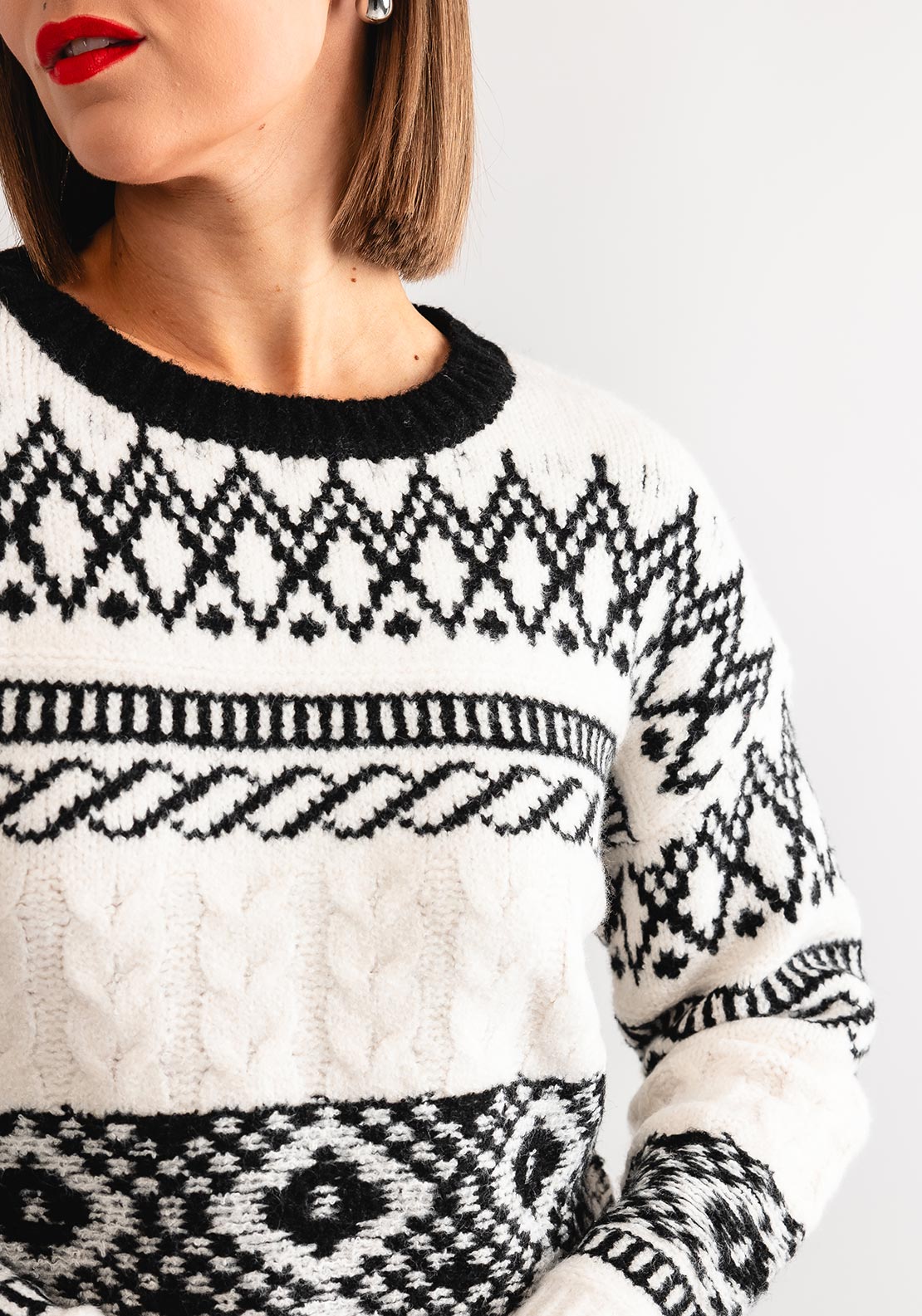 Tiffosi Clete Fairisle Knit Jumper, Cream