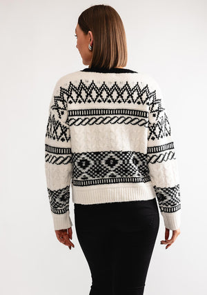 Tiffosi Clete Fairisle Knit Jumper, Cream