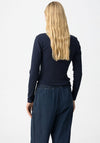 Tiffosi Glacier Ribbed Polo Long Sleeve Top, Navy