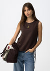 Tiffosi Braided Neckline Detail Vest Top, Brown