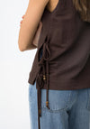 Tiffosi Braided Neckline Detail Vest Top, Brown