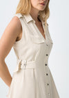 Tiffosi Womens Favo Buckle Detail Shirt Dress, Beige