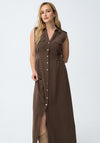 Tiffosi Womens Favo Buckle Detail Shirt Dress, Brown