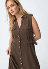 Tiffosi Womens Favo Buckle Detail Shirt Dress, Brown